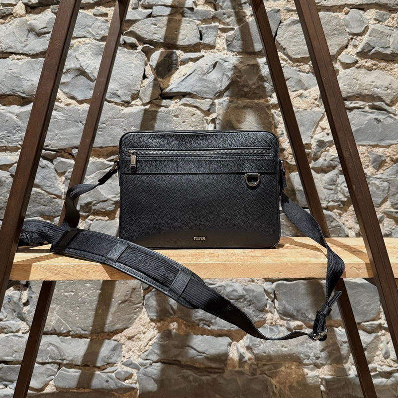 Main photo of Dior Black Grained Leather Maxi Safari Messenger Bag