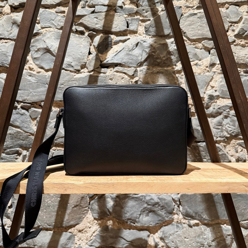 Back view of Dior Black Grained Leather Maxi Safari Messenger Bag