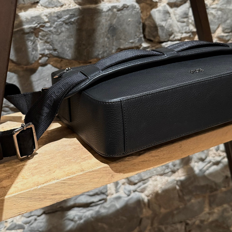 Corner of Dior Black Grained Leather Maxi Safari Messenger Bag