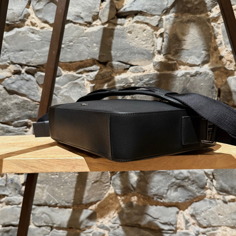 Corner of Dior Black Grained Leather Maxi Safari Messenger Bag