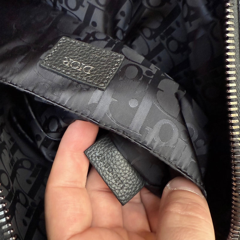 Stamps of Dior Black Grained Leather Maxi Safari Messenger Bag