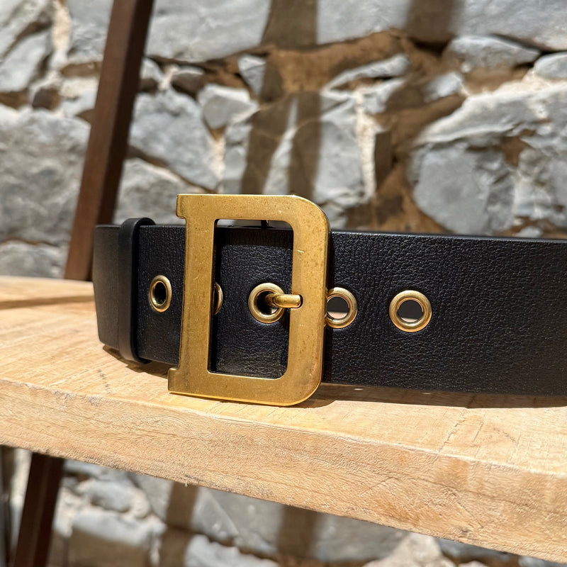 Buckle of Dior Black Leather Diorquake D Buckle Wide Belt