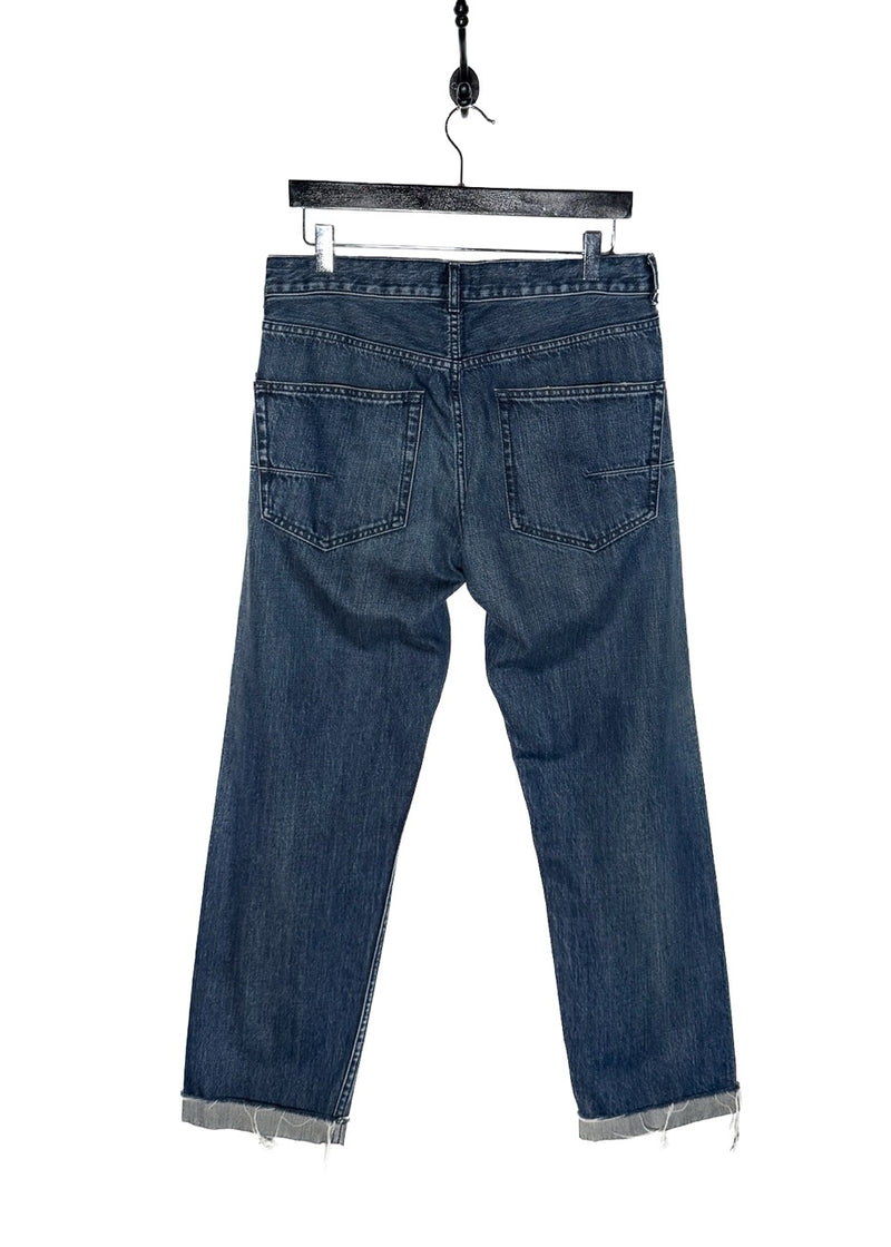 Back view of Dior Blue J'Adior Cuff Boyfriend Jeans