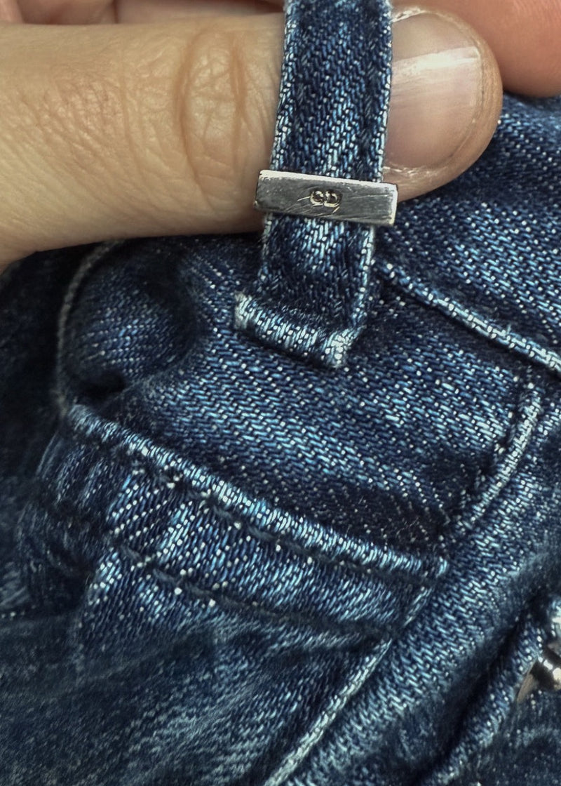 Branded hardware of Dior Blue J'Adior Cuff Boyfriend Jeans