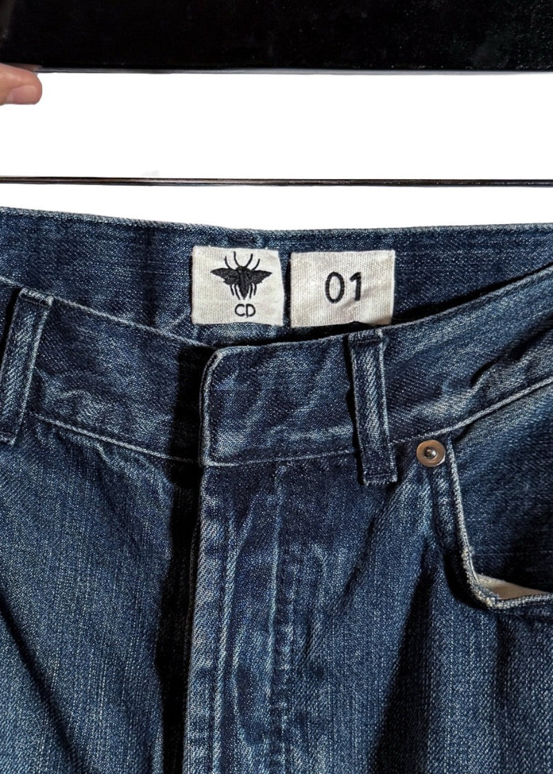 Waistband area of Dior Blue J'Adior Cuff Boyfriend Jeans