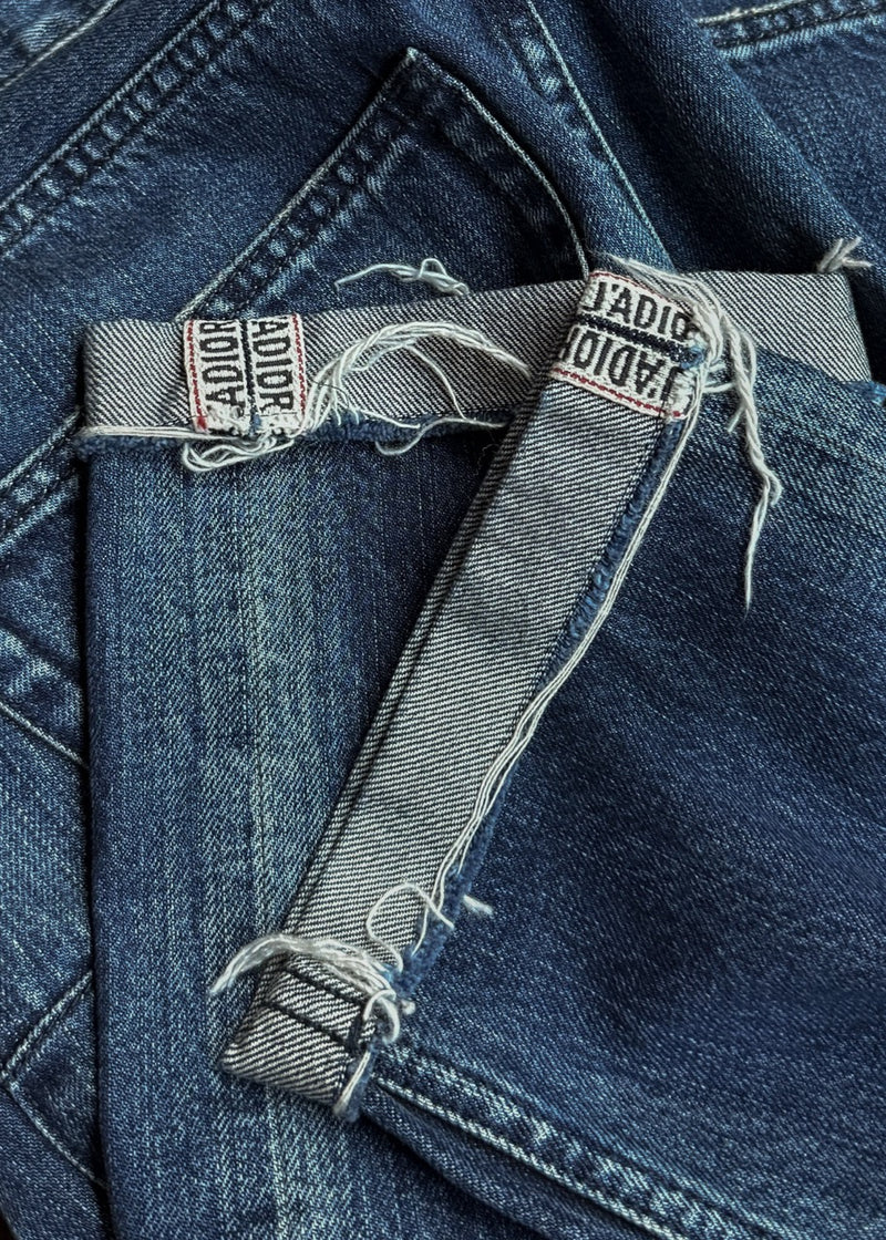 Brand detail of Dior Blue J'Adior Cuff Boyfriend Jeans