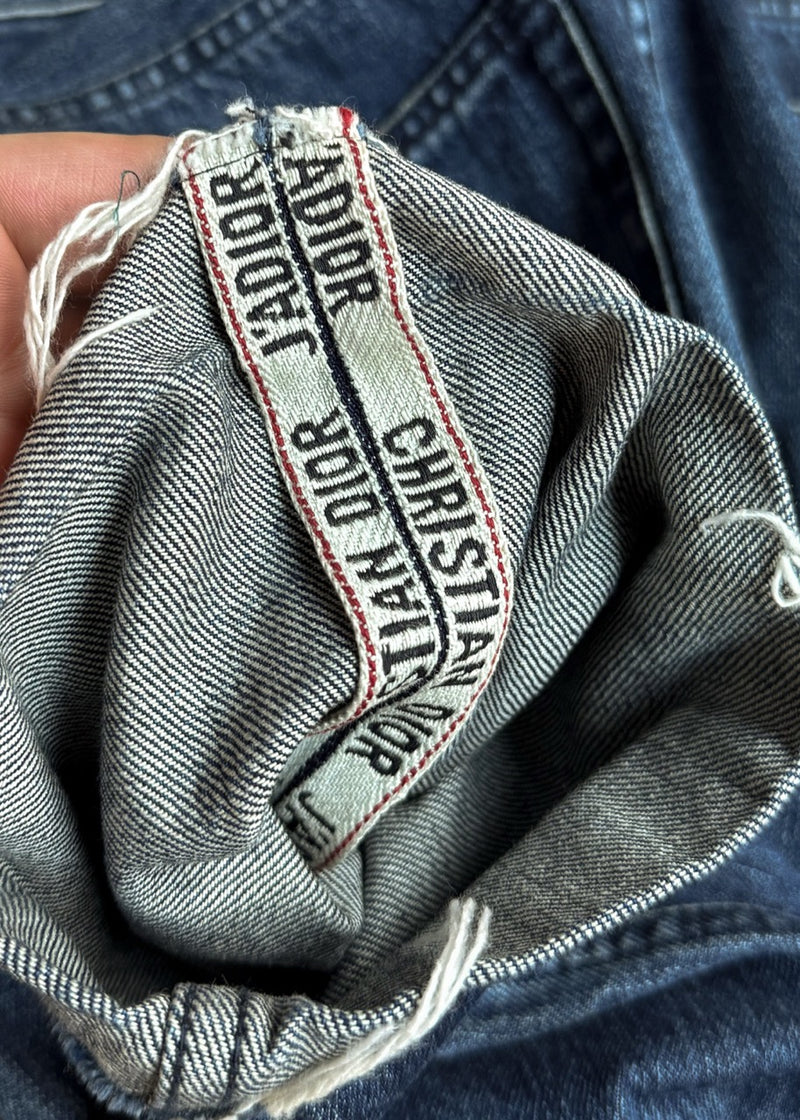 Brand detail of Dior Blue J'Adior Cuff Boyfriend Jeans