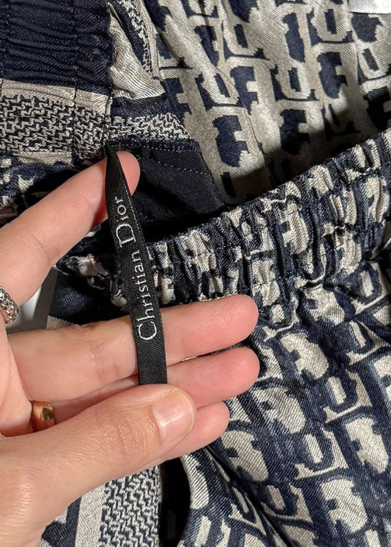 Dior Chez Moi Oblique Navy Silk Shorts