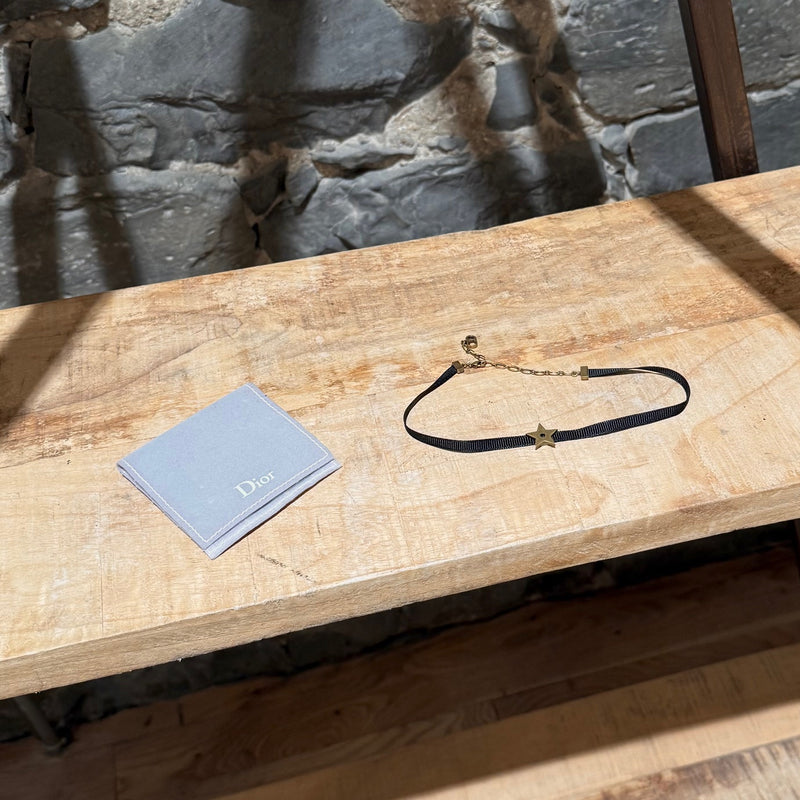 Dior Gold Star Ribbon Choker Necklace