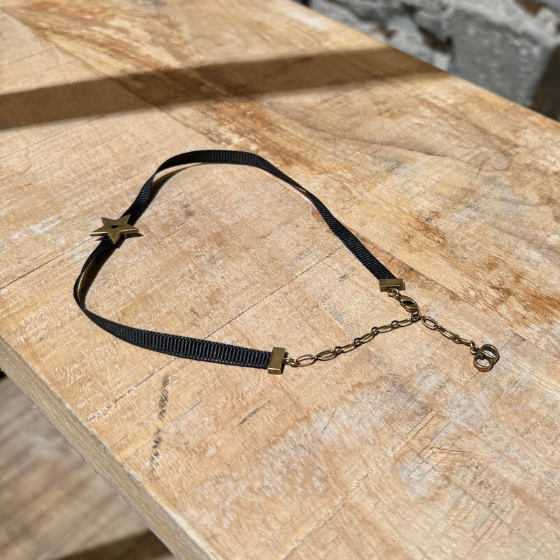 Dior Gold Star Ribbon Choker Necklace