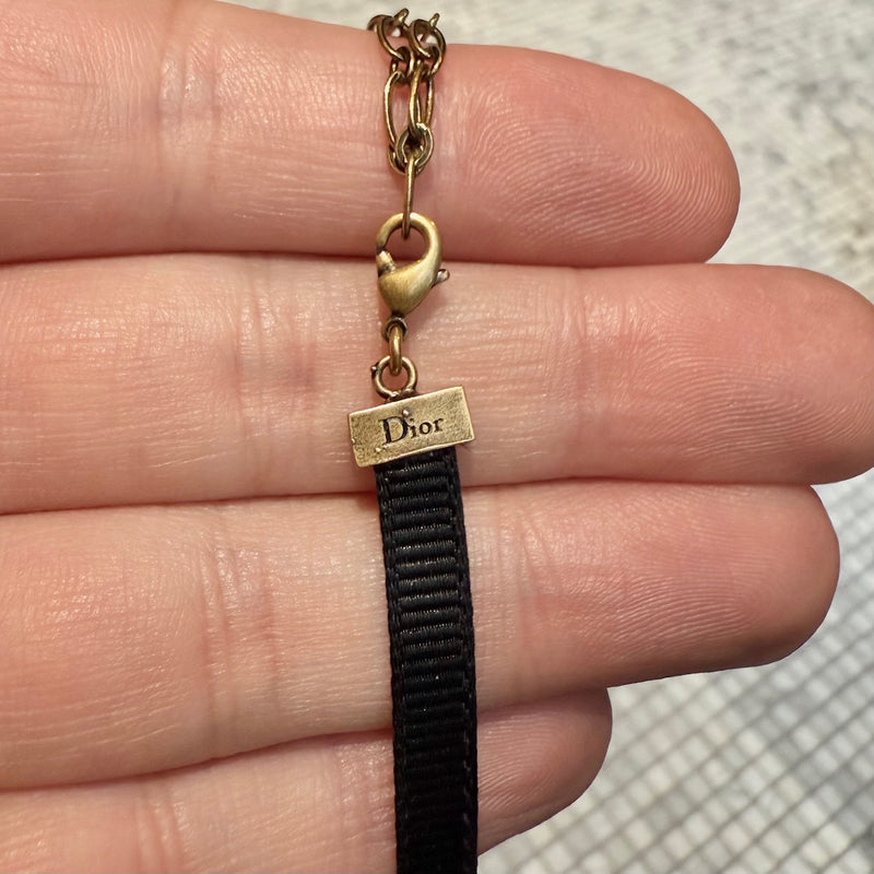 Dior Gold Star Ribbon Choker Necklace