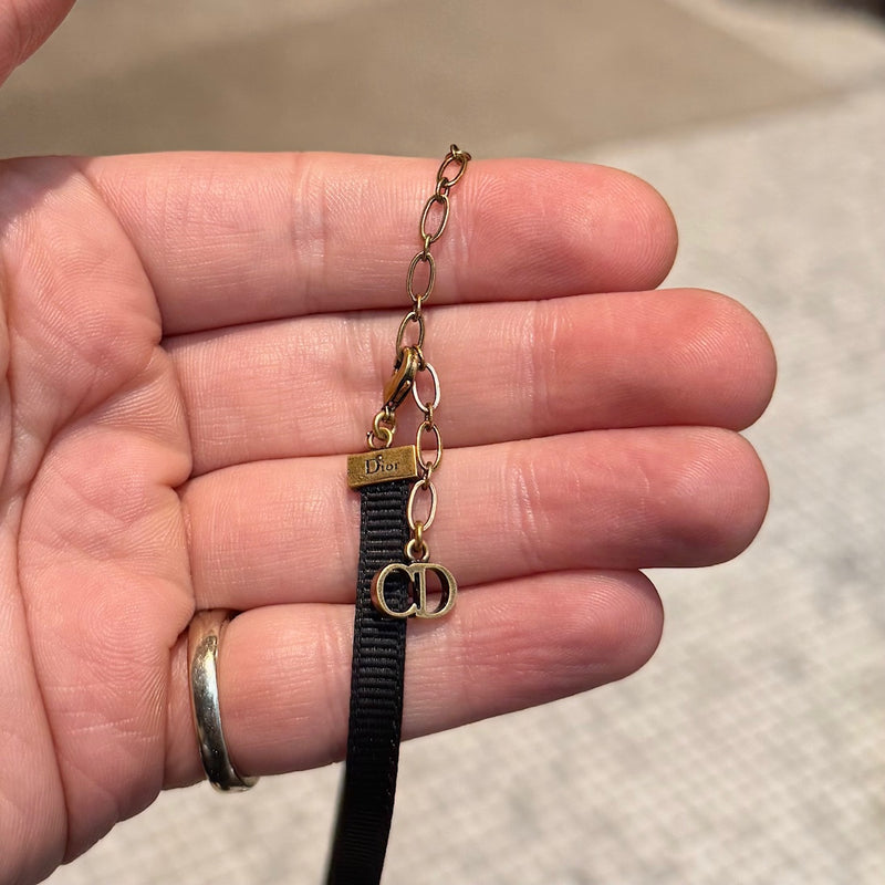 Dior Gold Star Ribbon Choker Necklace