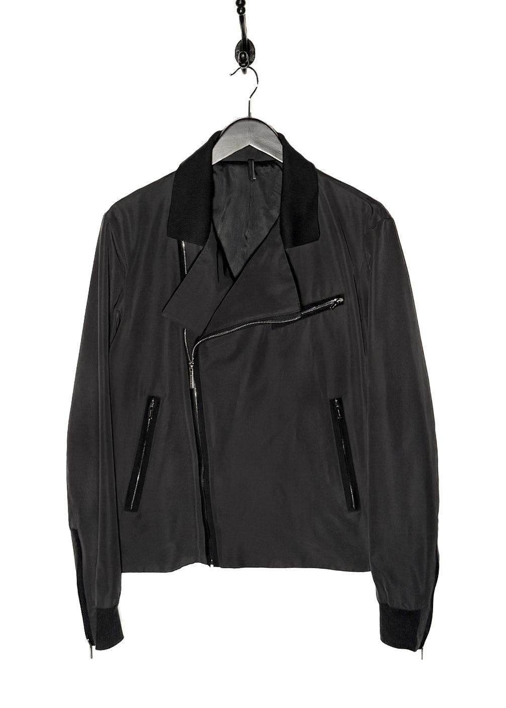 Dior Homme Black Cotton Nylon Asymmetrical Zipped Jacket