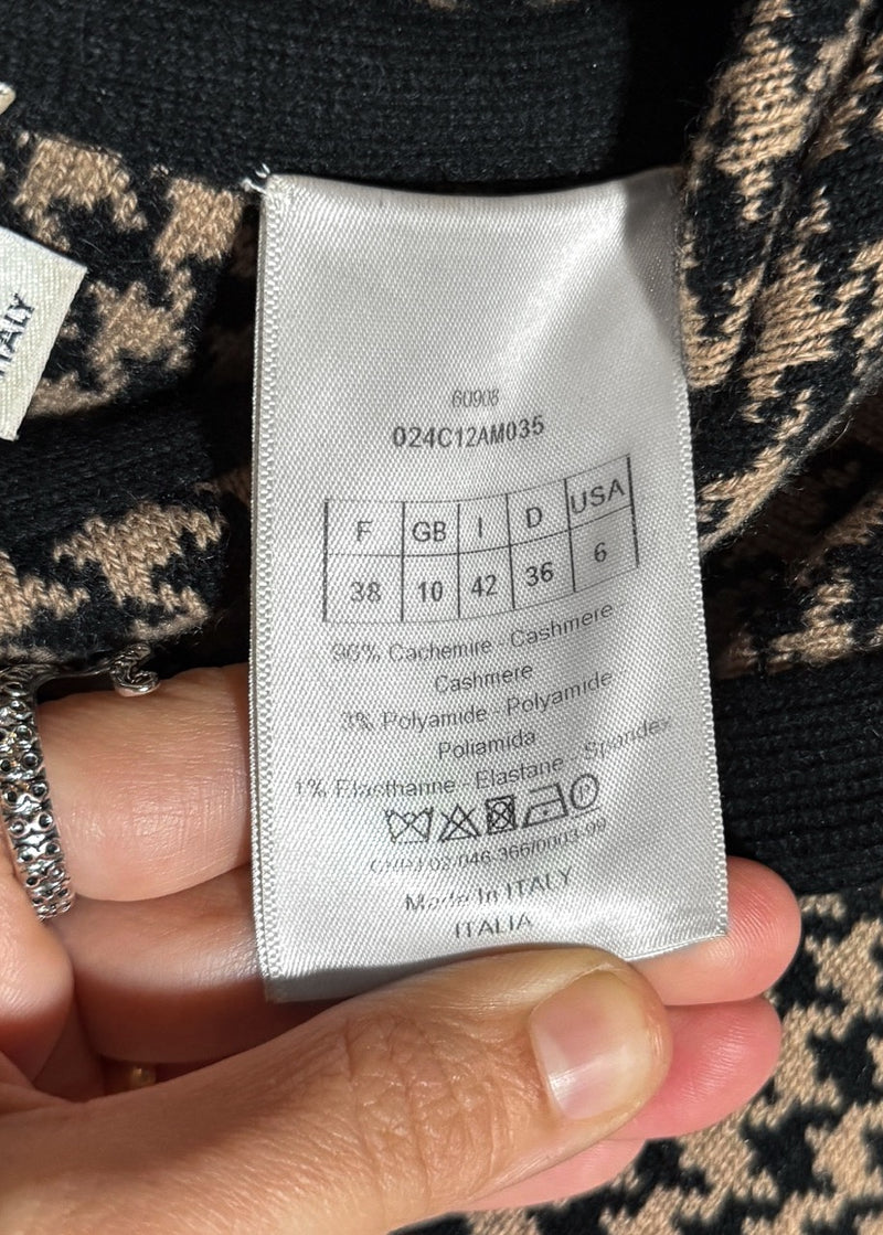 Labels of Dior Houndstooth Logo Hooded Poncho Sweater