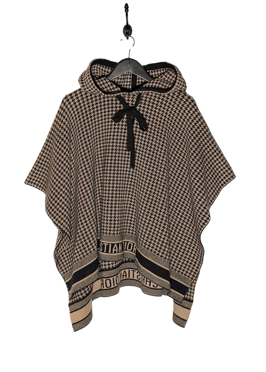 Main photo of Dior Houndstooth Logo Hooded Poncho Sweater