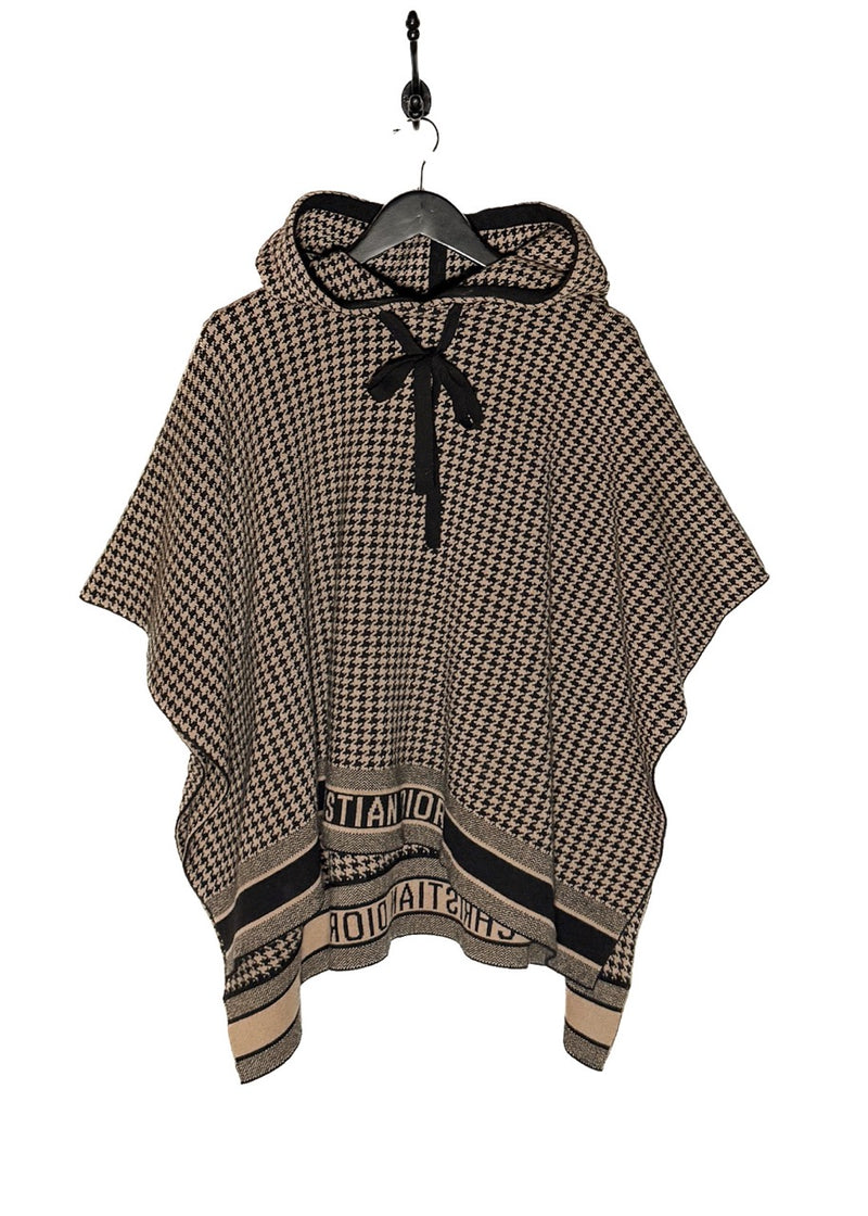 Main photo of Dior Houndstooth Logo Hooded Poncho Sweater