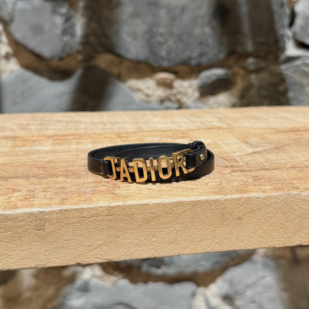 Main photo of Dior J'adior Black Leather Double Wrap Bracelet