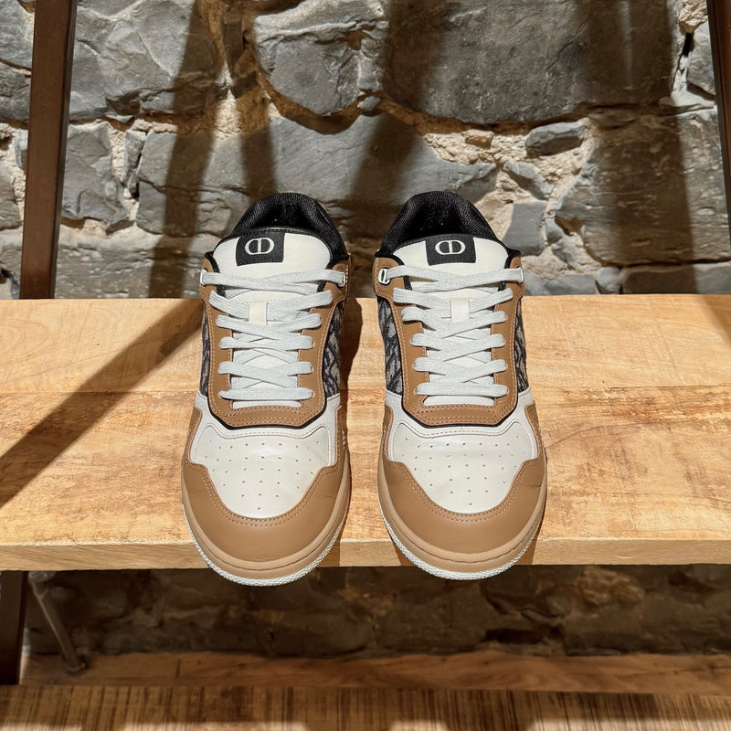 Top view of Dior Light Brown Beige Oblique B27 Low-top Sneakers