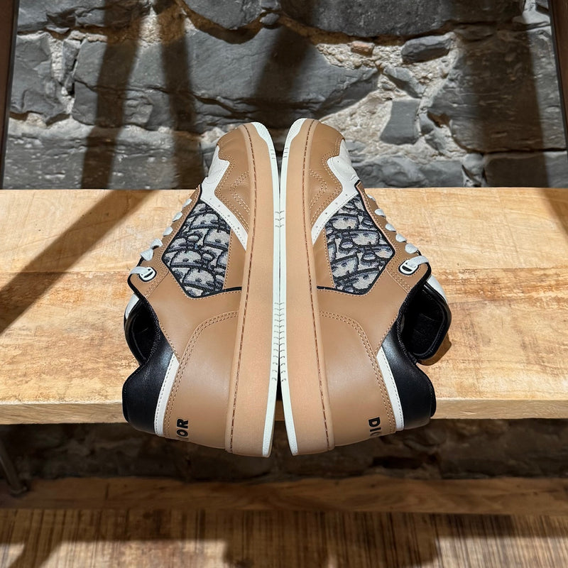 Side-by-side view of Dior Light Brown Beige Oblique B27 Low-top Sneakers