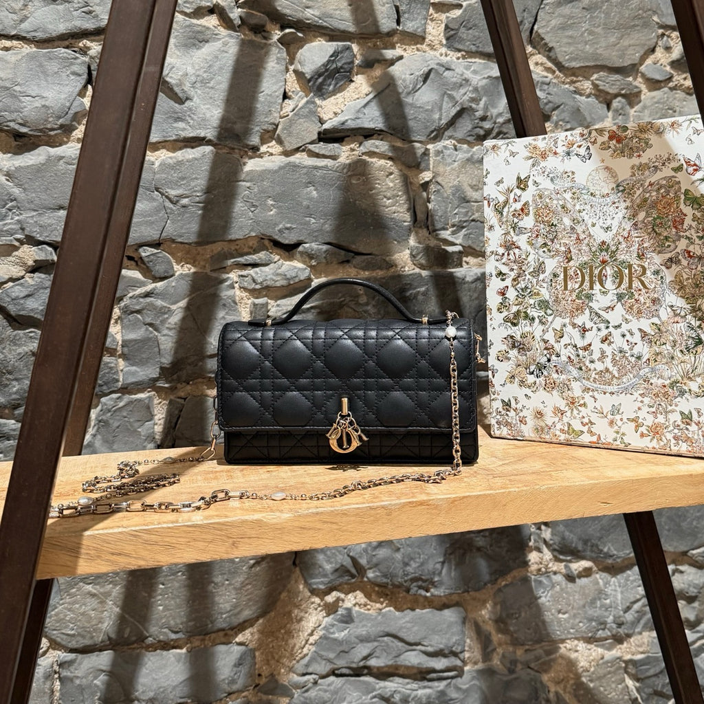 Dior My Dior Black Lambskin Cannage Mini Bag
