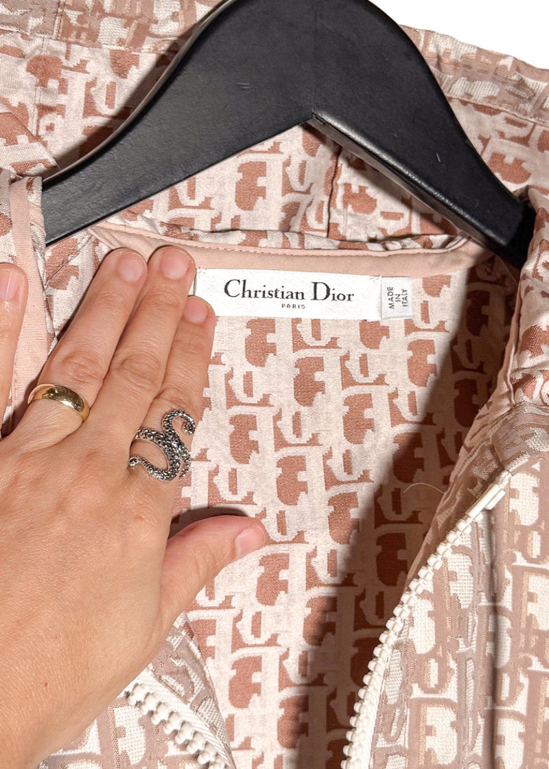 Dior Pink Oblique Technical Taffeta Hooded Dress Mini Dress