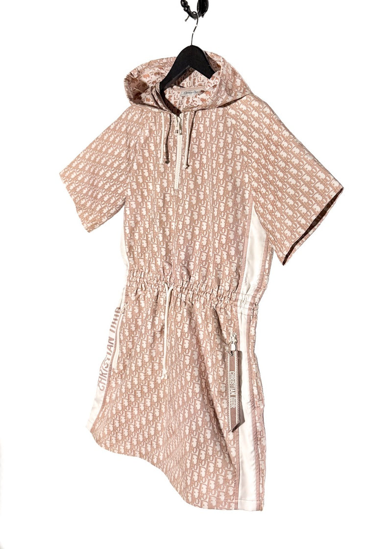 Dior Pink Oblique Technical Taffeta Hooded Dress Mini Dress