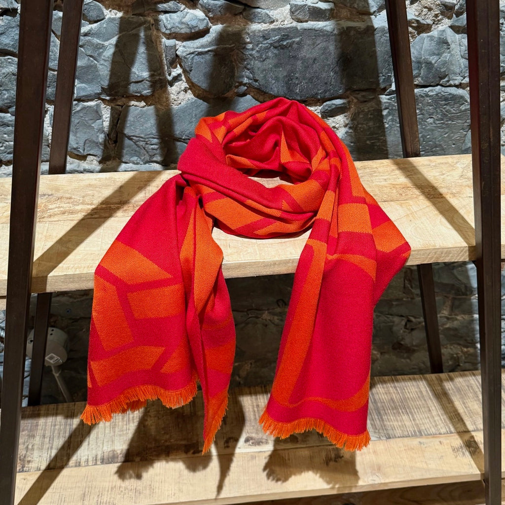 Main photo of Dior Red Orange Cannage Logo Rectangular Shawl Scarf