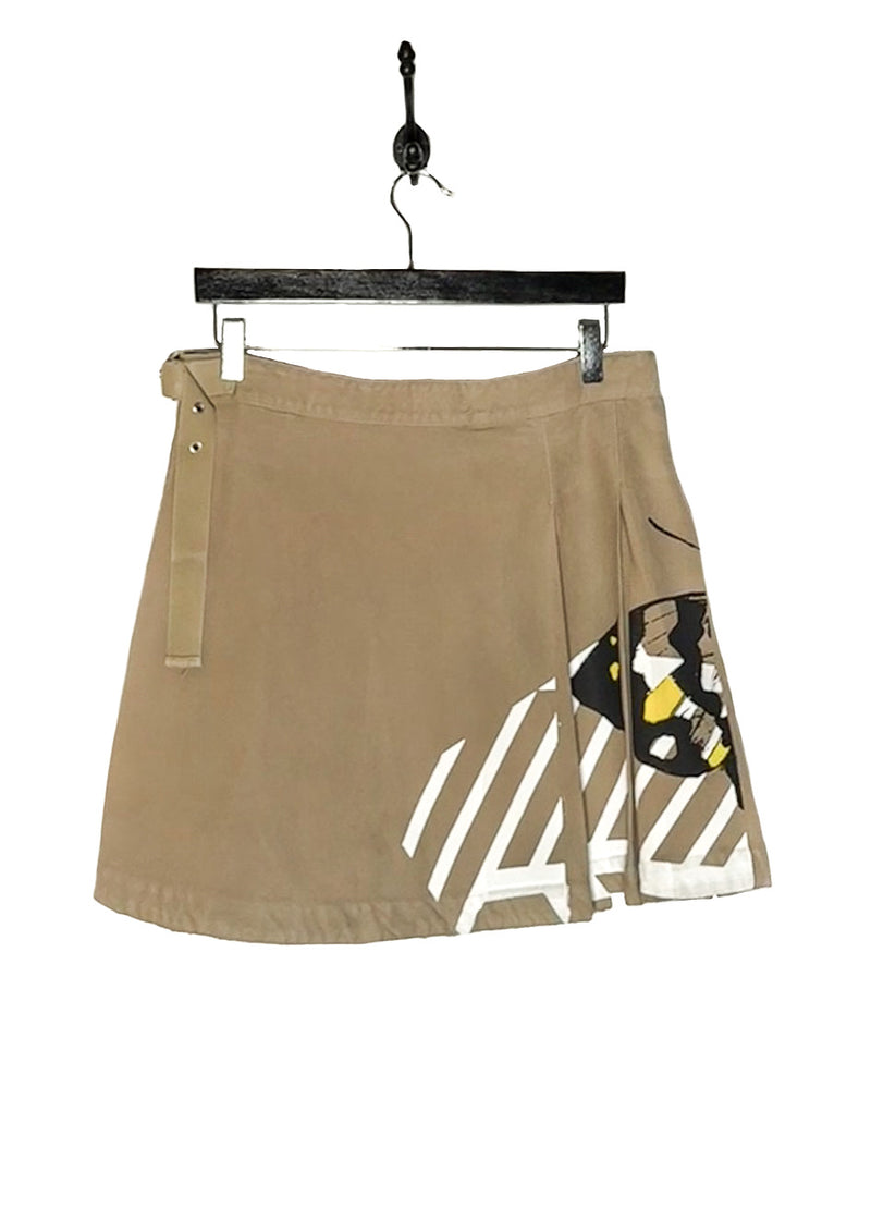 Back view of Dior SS22 Beige Butterfly Print Pleated Cargo Wrap Skirt