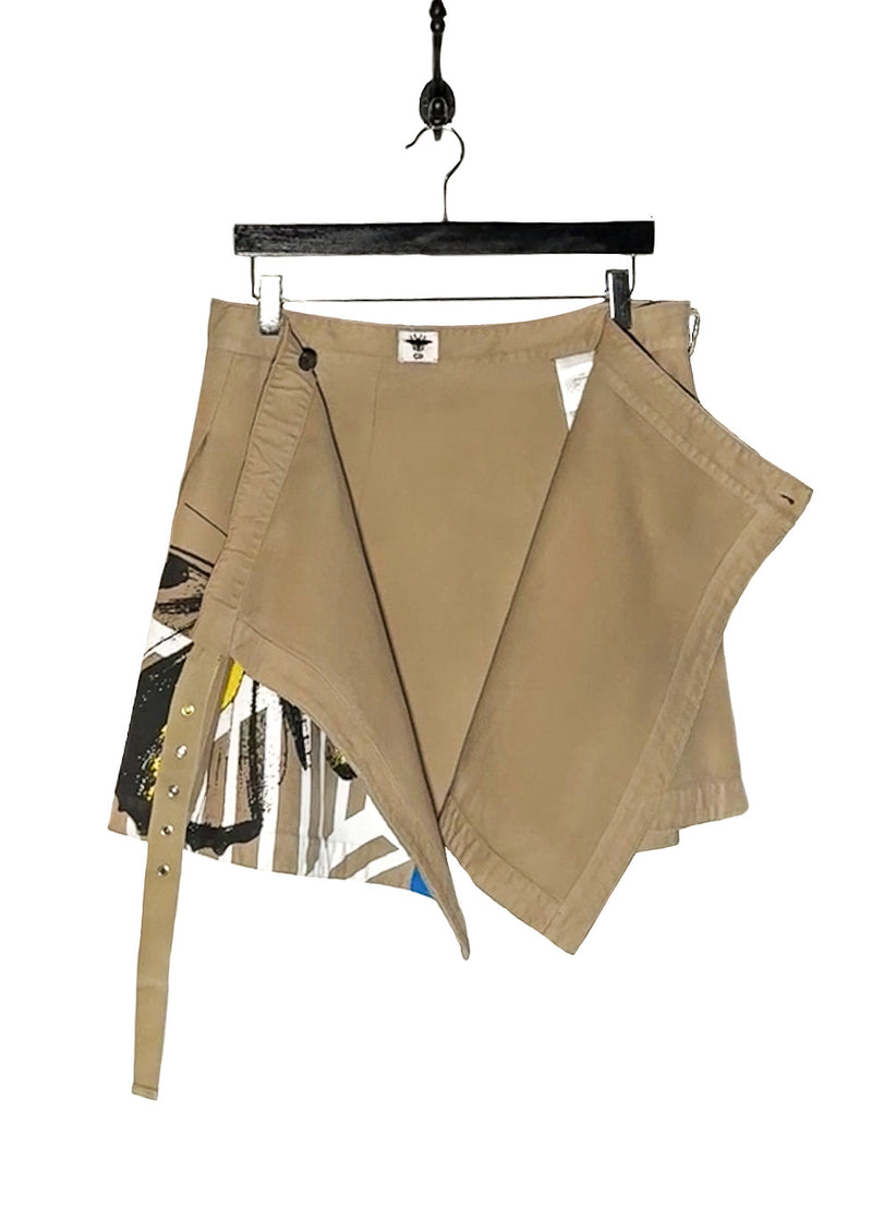 Closure of Dior SS22 Beige Butterfly Print Pleated Cargo Wrap Skirt