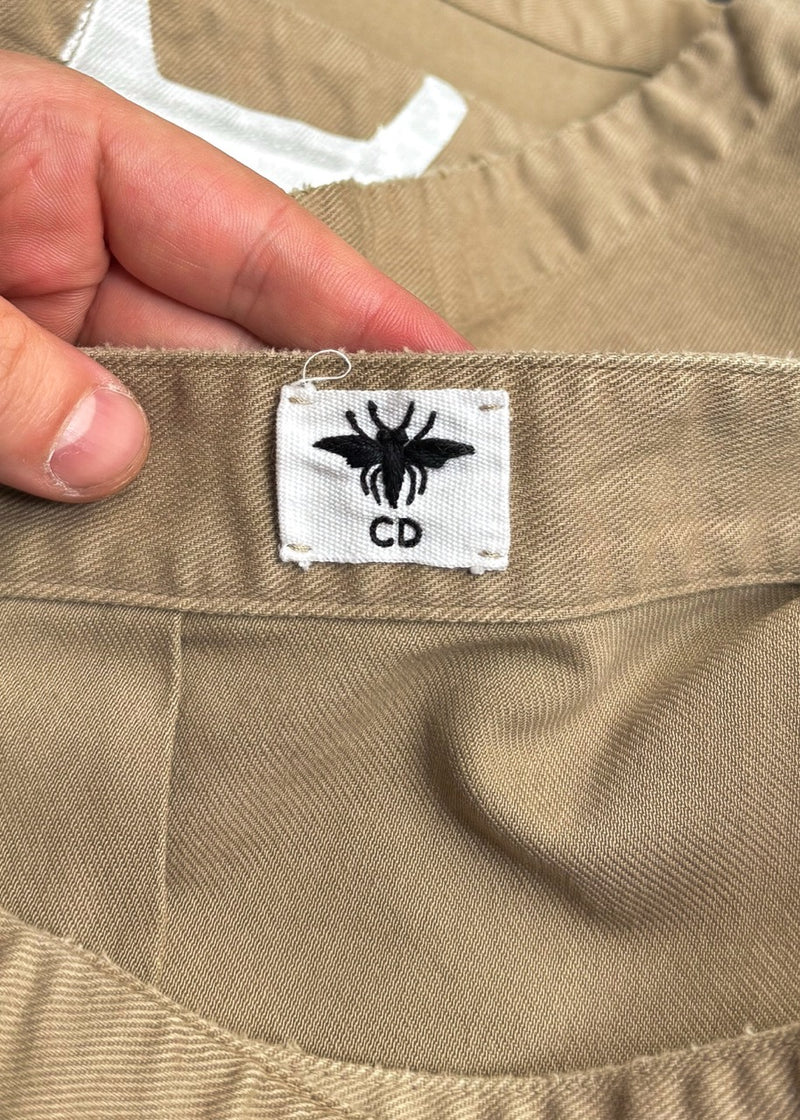 Brand detail of Dior SS22 Beige Butterfly Print Pleated Cargo Wrap Skirt