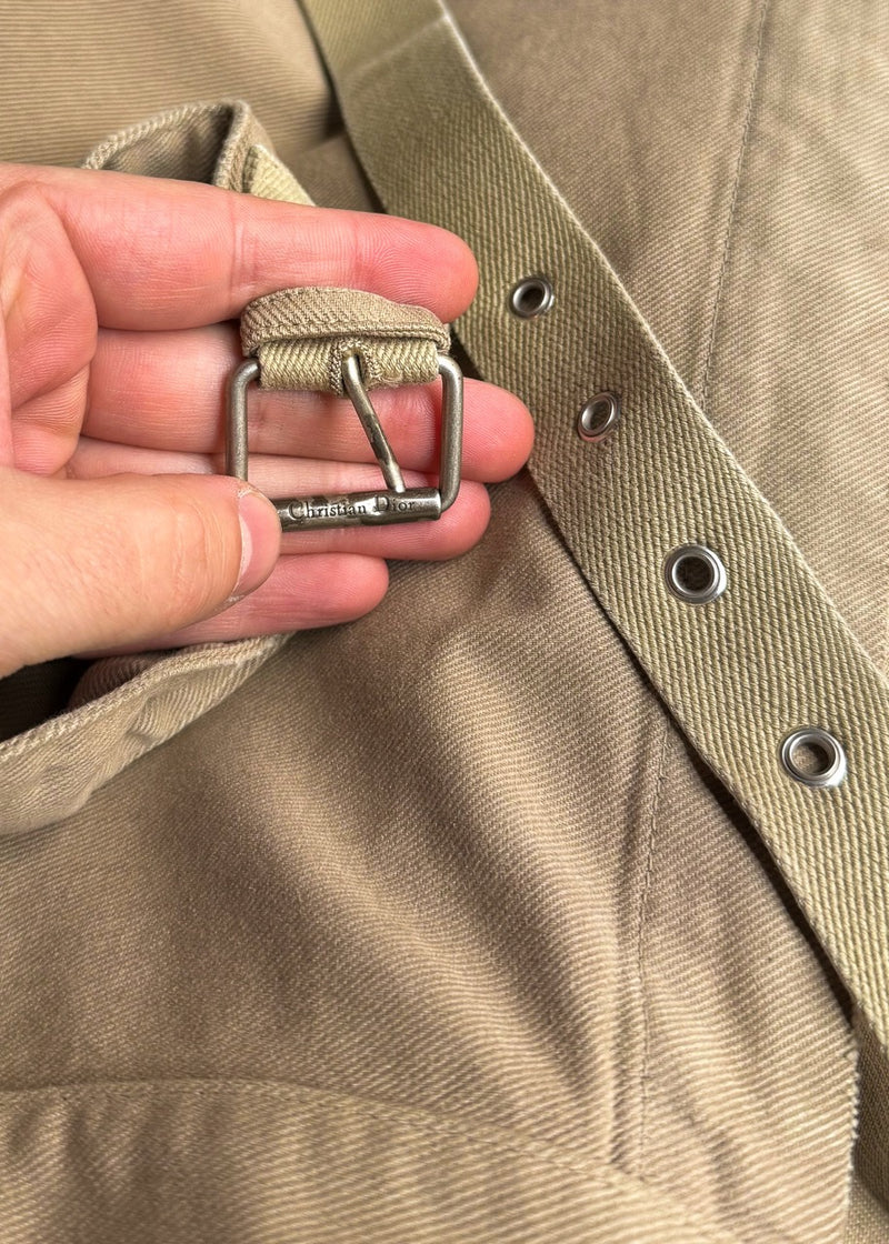 Buckle of Dior SS22 Beige Butterfly Print Pleated Cargo Wrap Skirt