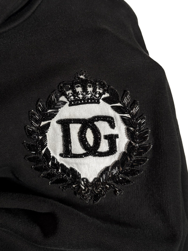 Branding on Dolce & Gabbana Black DG Crown Logo Embroidered Hoodie