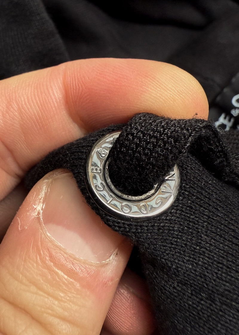 Branded hardware of Dolce & Gabbana Black DG Crown Logo Embroidered Hoodie