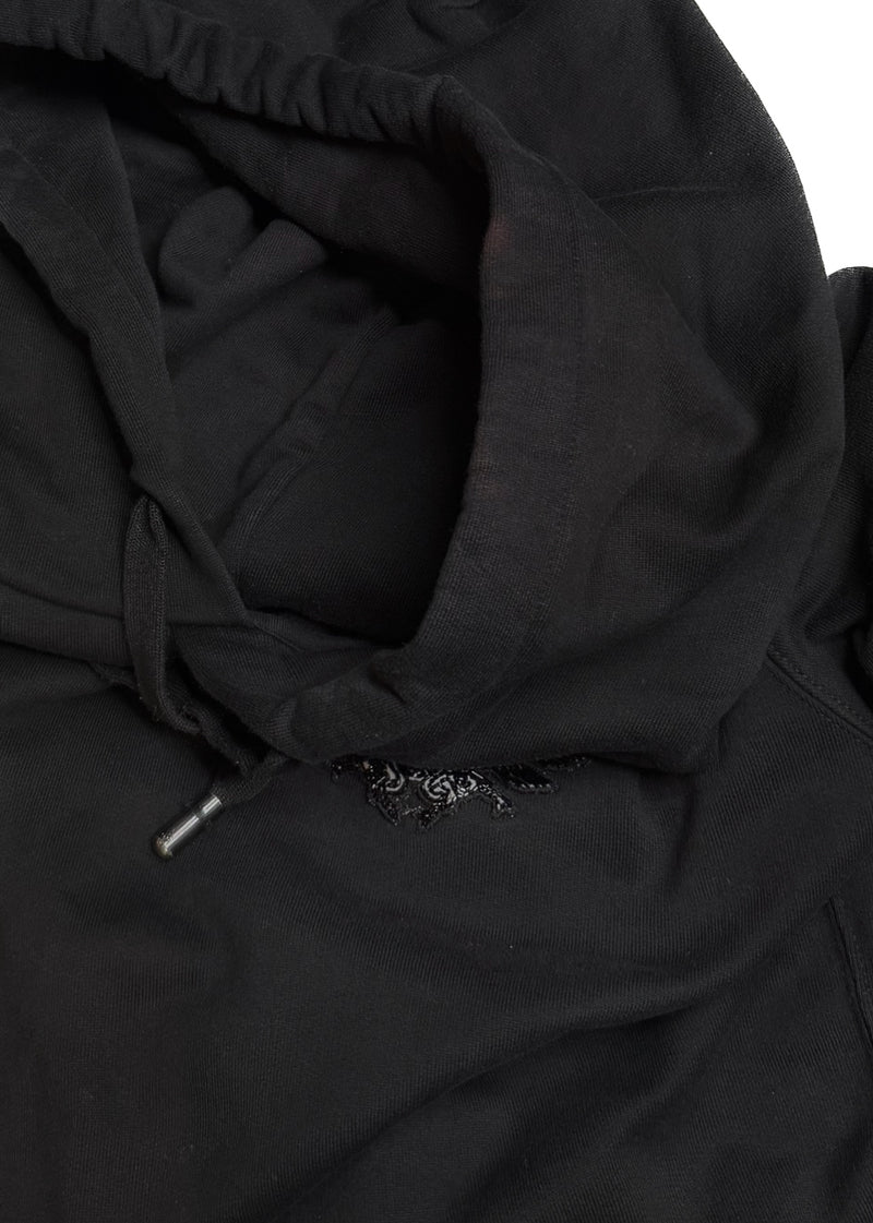 Hood of Dolce & Gabbana Black DG Crown Logo Embroidered Hoodie