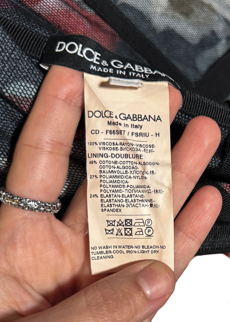 Labels of Dolce & Gabbana Black Roses Floral Lace Bustier Dress