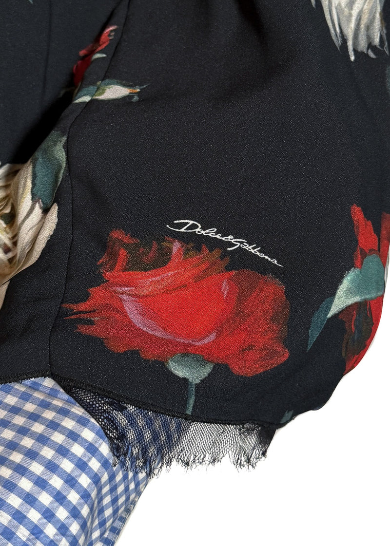 Brand detail of Dolce & Gabbana Black Roses Floral Lace Bustier Dress