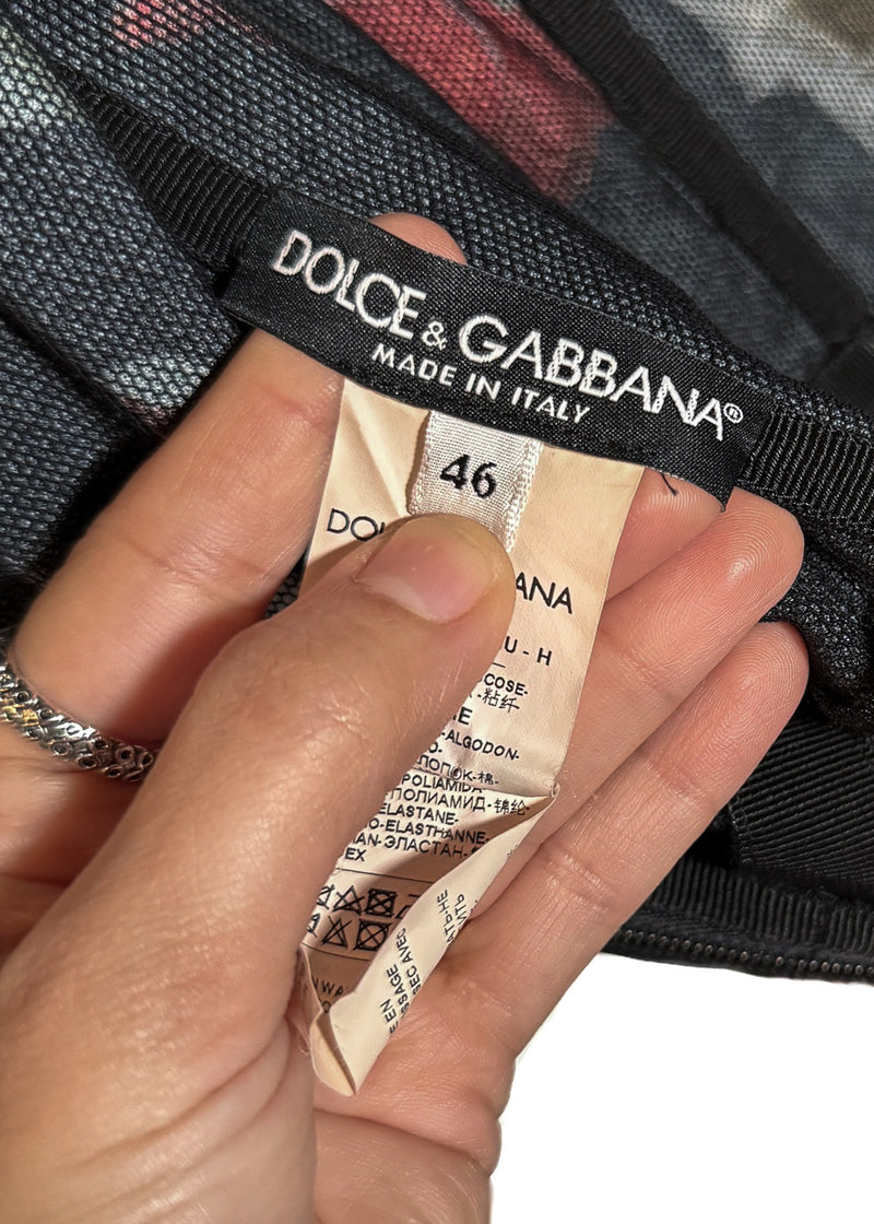 Labels of Dolce & Gabbana Black Roses Floral Lace Bustier Dress