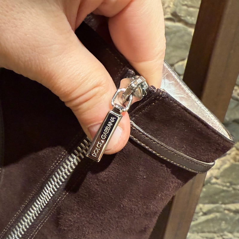 Dolce & Gabbana Brown Suede Harness Multi Staps Heeled Boots