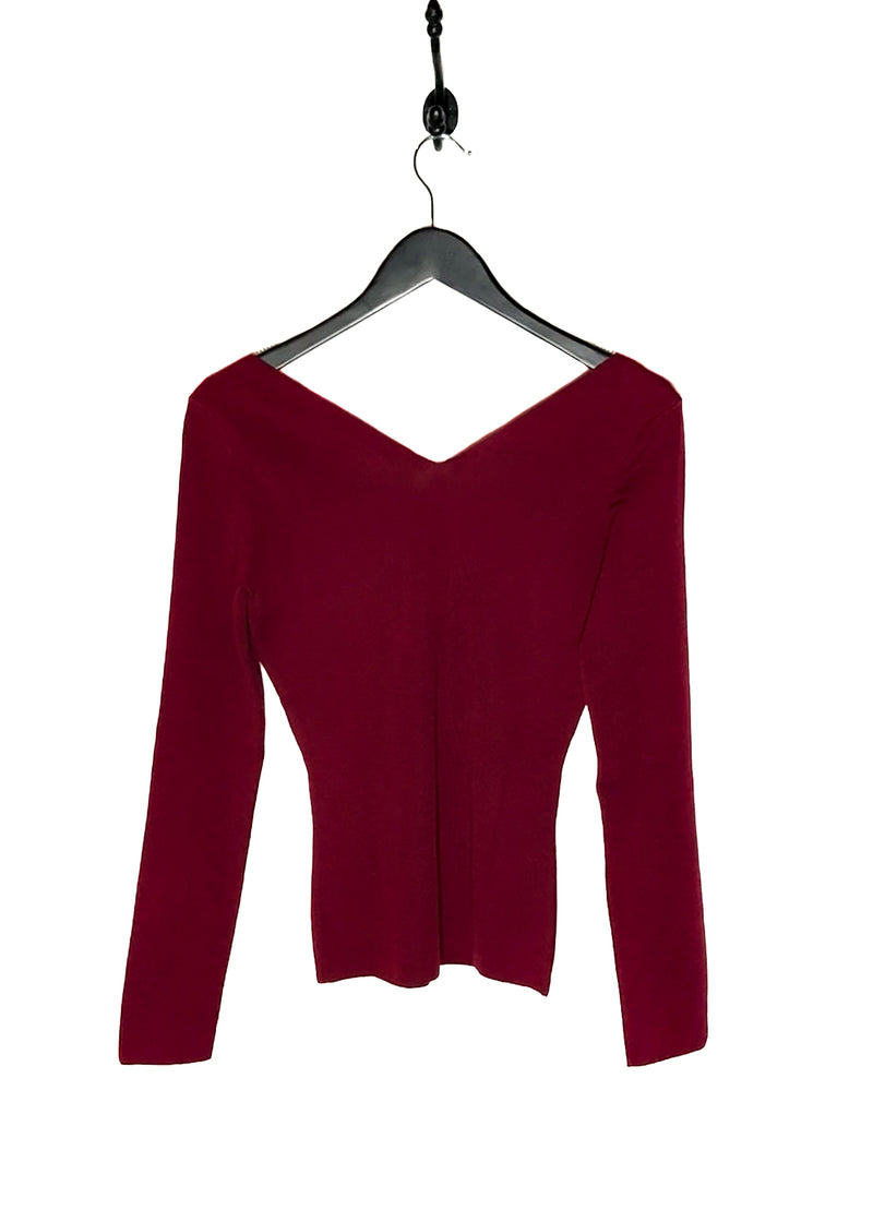 Pull ﻿﻿Dolce & Gabbana bordeaux﻿ en laine à col en V