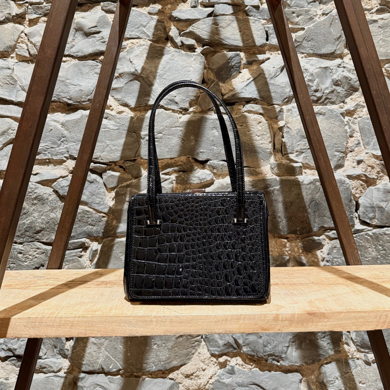 Sac à main Dolce & Gabbana embossé croco noir