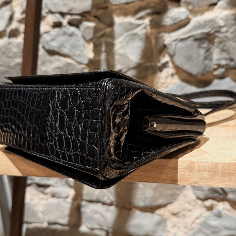 Sac à main Dolce & Gabbana embossé croco noir