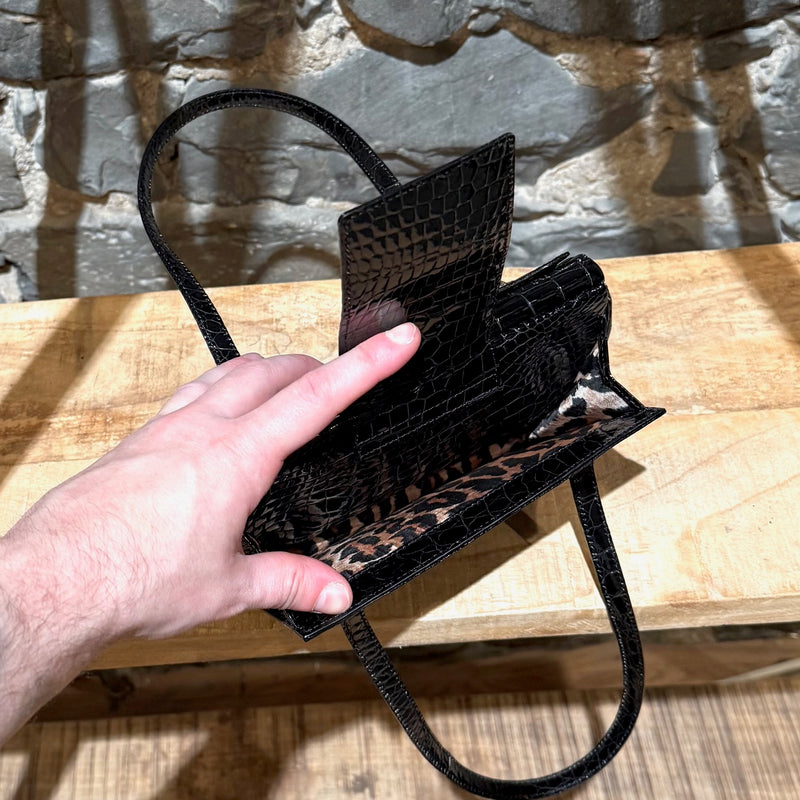 Sac à main Dolce & Gabbana embossé croco noir