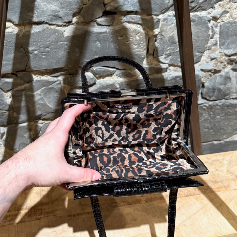 Sac à main Dolce & Gabbana embossé croco noir