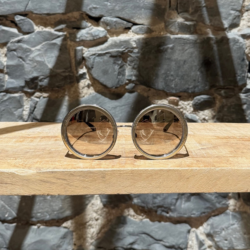 Front view of Dolce & Gabbana DG2179 Gold Round Metal Sunglasses