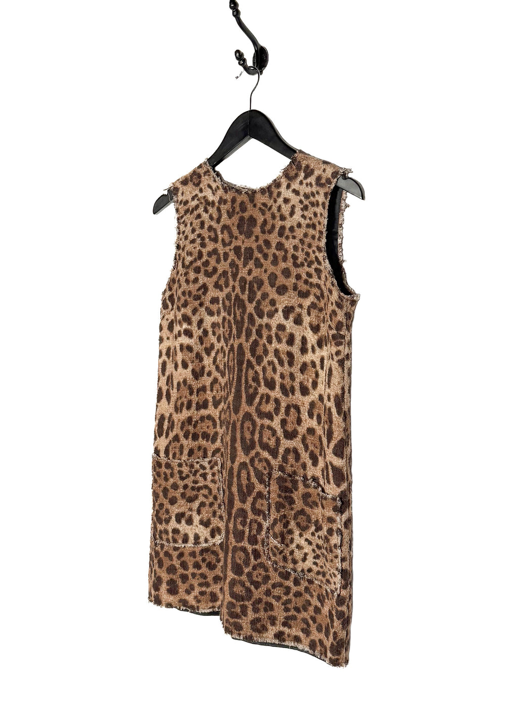 Dolce & Gabbana Leopard Print Cotton Blend Sleeveless Mini Dress
