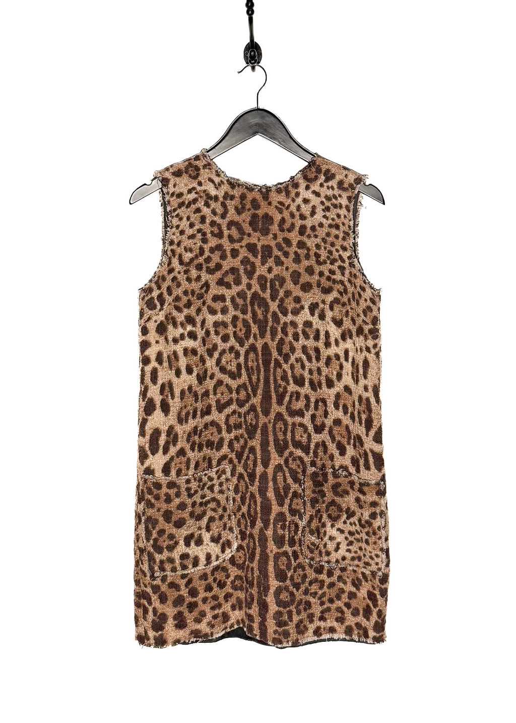 Dolce & Gabbana Leopard Print Cotton Blend Sleeveless Mini Dress