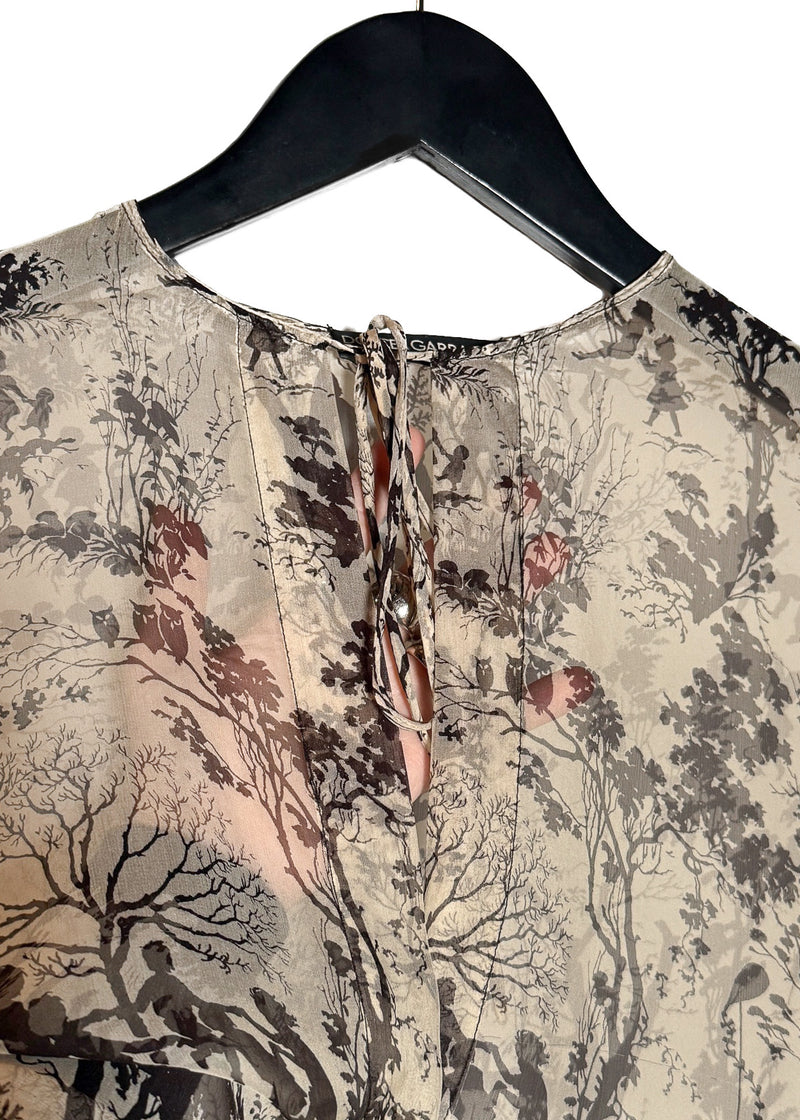 Dolce & Gabbana Beige Brown Silk Printed Blouse