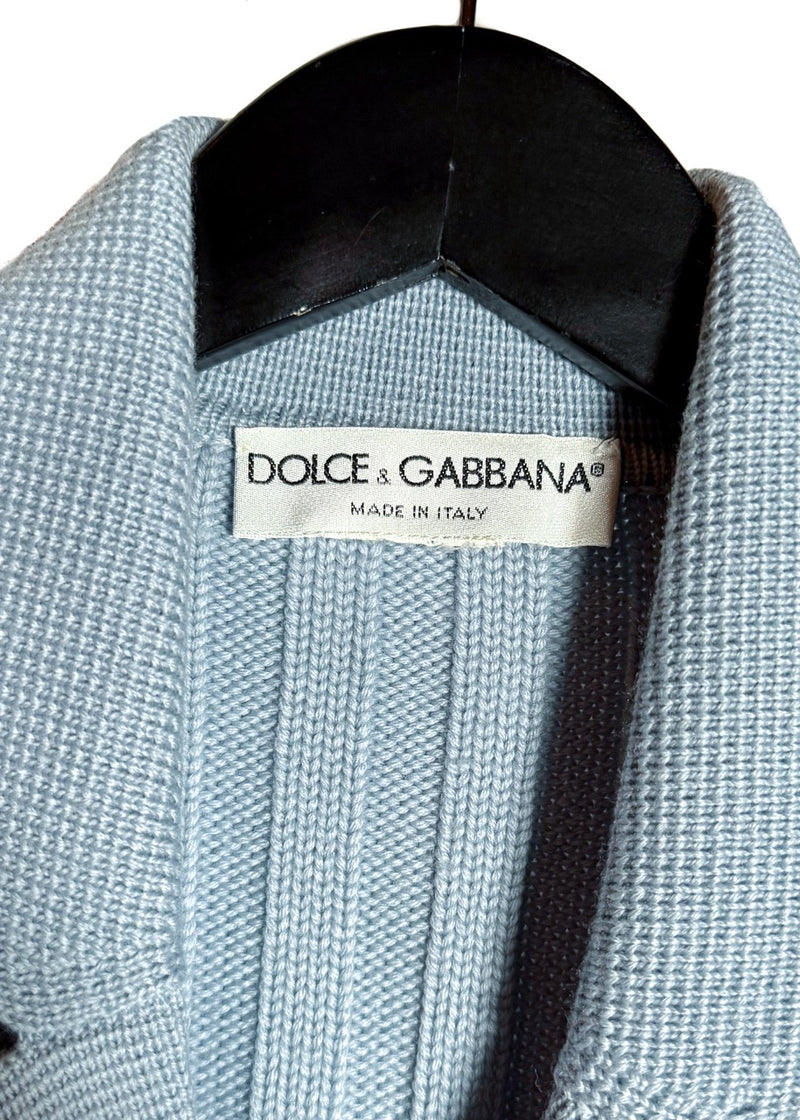 Brand and origin label of Dolce & Gabbana Vintage Baby Blue 3/4 Sleeves Cardigan Sweater