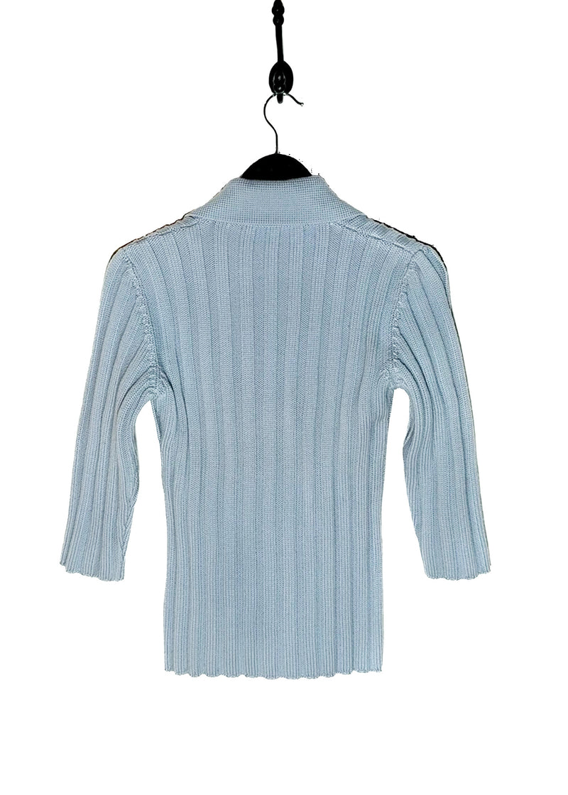 Back of Dolce & Gabbana Vintage Baby Blue 3/4 Sleeves Cardigan Sweater