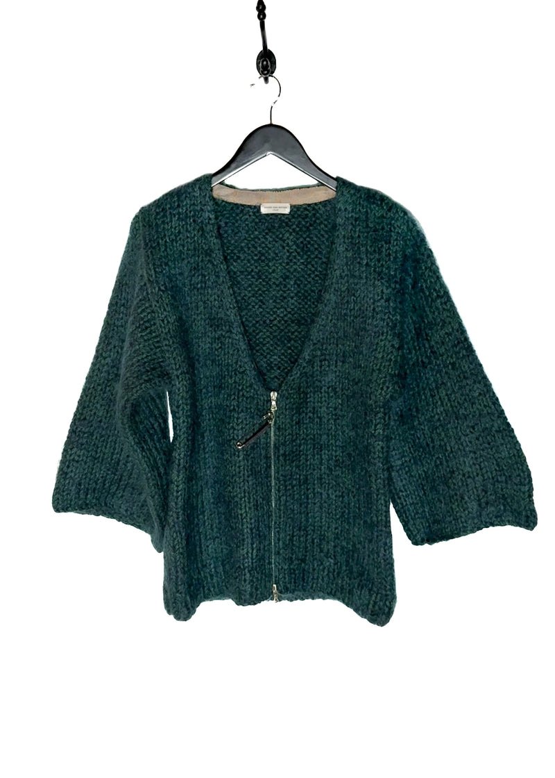 Pull zippé Dries Van Noten vert forêt